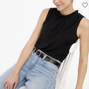 J.‎ Crew Ruffleneck Top Women's Elegant Black Sleeveless Blouse XXS